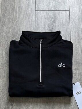 Alo Black Yoga Accolade Quarter Zip Pullover Unisex Black Alo Yoga (XS-XL)